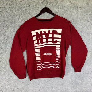 Vintage New York NYC Underground Sweatshirt Womens XL Red Sweater Casual Shirt